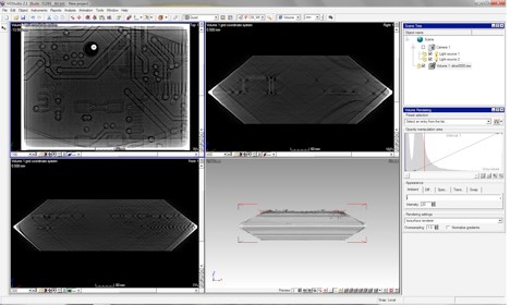 Screenshot showing X, Y, and Z cross-sectional views of a PCB