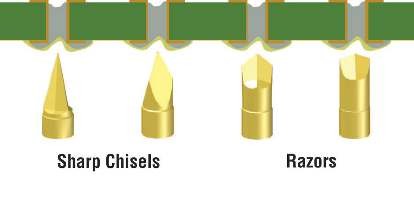 Probe tip for holes/vias